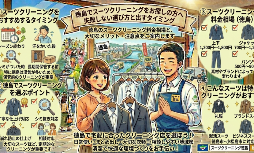 徳島でスーツクリーニングをお探しの方へ｜失敗しない選び方と出すタイミング